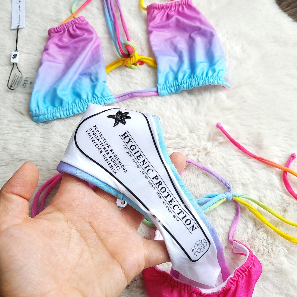 Monica Hansen x Free People Miami Vice Bikini Set Pastel Rainbow - Picture 10 of 13